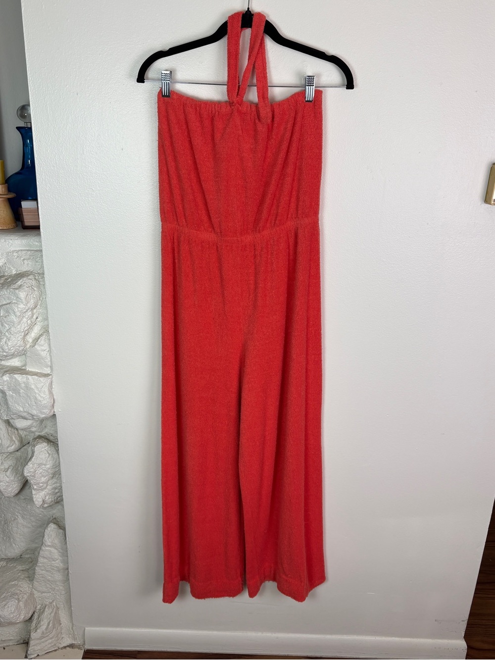 VTG 70s Strapless Terry Jumpsuit with Halter Neck